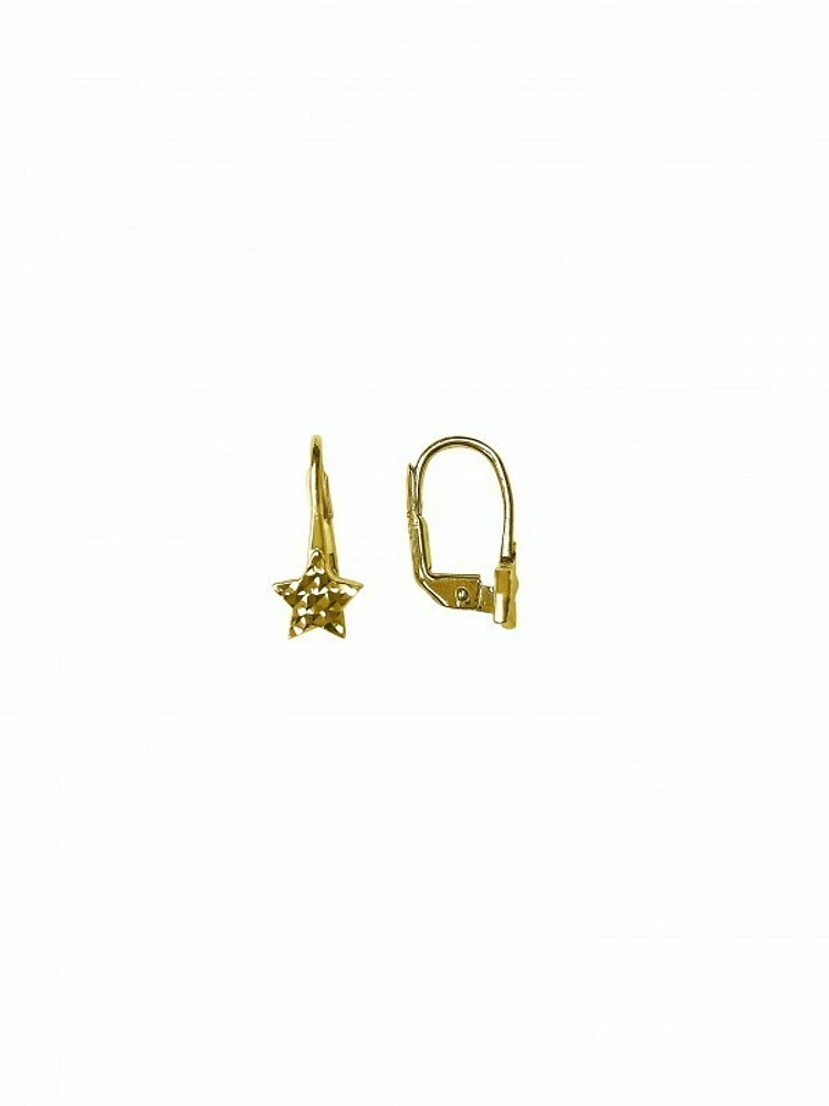 Yellow Gold Star Drop Earring 10KT