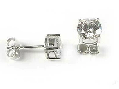 10K 6MM White Gold Round Cubic Stud Earrings