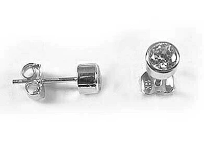 10K 4MM White Gold Bezel Round Cubic Stud Earrings