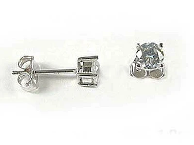 10K 4MM White Gold Round Cubic Stud Earrings
