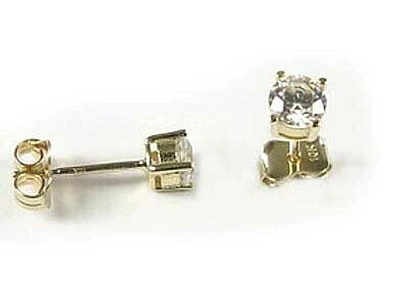 10K 4MM Yellow Gold Round Cubic Stud Earrings