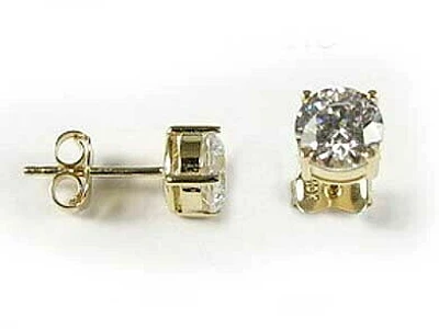 10K 6MM Yellow Gold Round Cubic Stud Earrings