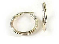 10K Yellow White & Rose Fancy Tri Colour Hoop Earrings