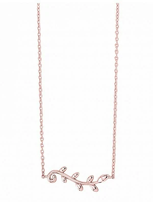Pink Gold Olive Leaf Necklace 14KT