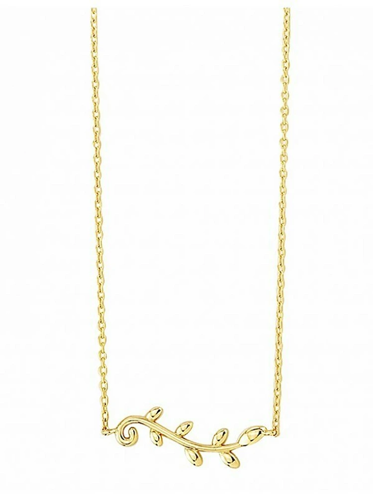 Yellow Gold Olive Leaf Necklace 14KT