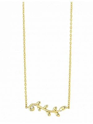 Yellow Gold Olive Leaf Necklace 14KT