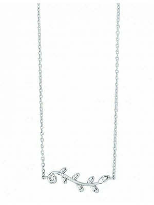 White Gold Olive Leaf Necklace 14KT
