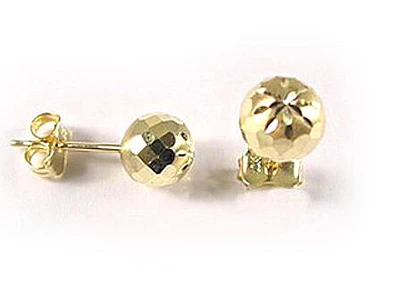 10K 8MM Yellow Gold Shimmer Cut Ball Stud Earrings