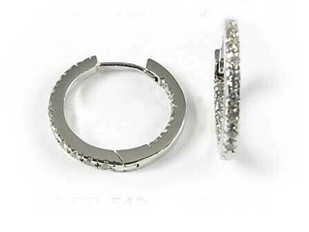 10K White Gold Cubic Hoop Earrings