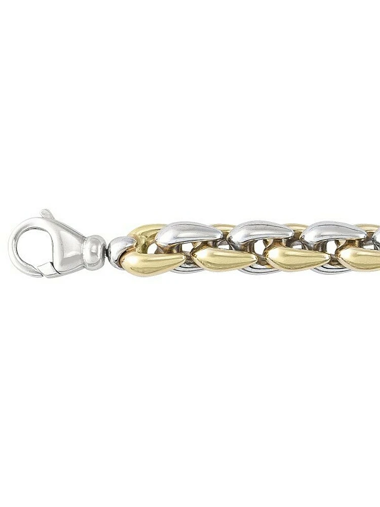 Sterling Silver Yellow Gold Plated And Rhodium Finish Fancy Necklace
