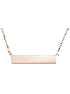 Sterling Silver Pink Gold Plated Bar Necklace