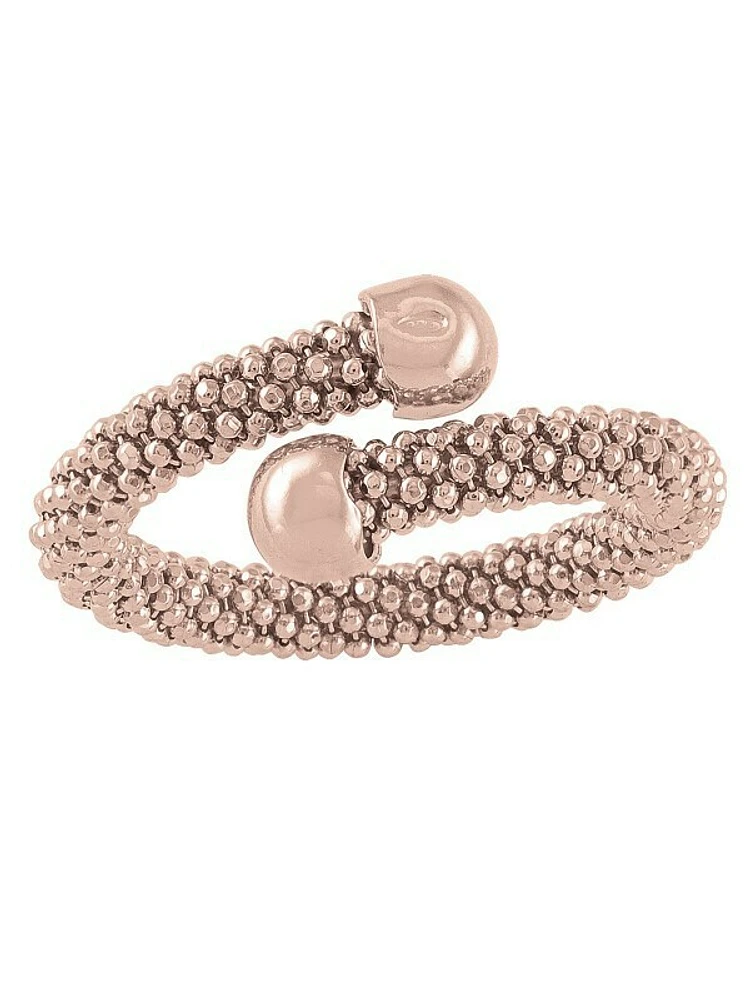 Sterling Silver Pink Gold Plated Fancy Mesh Ring