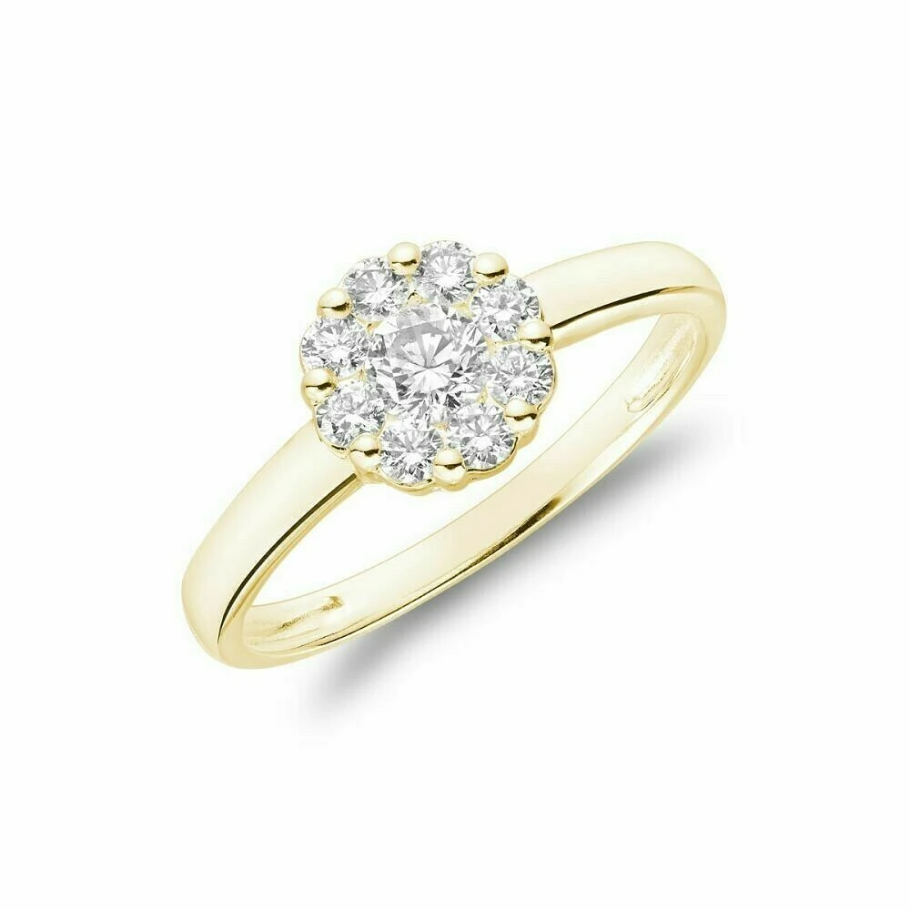 Diamond Cluster Ring 14KT Yellow Gold 0.05 carat TDW - 0.50 CT TDW