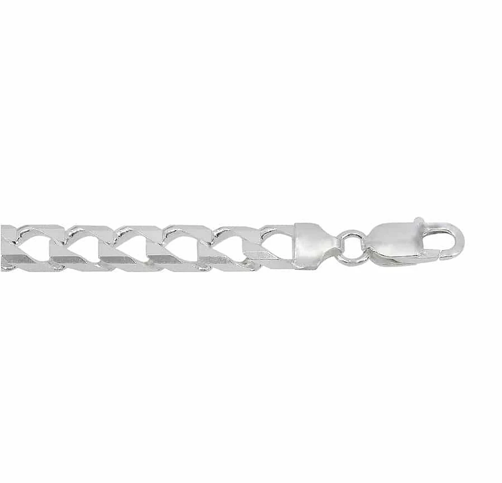 Sterling Silver, 5mm Square Curb Bracelet