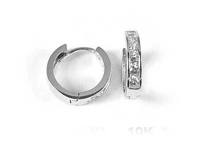 10K White Gold Children's C.Z Hoop Earrings