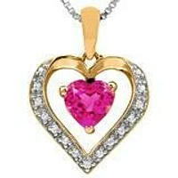 Heart Pink Topaz Pendant with Diamond Accent 14KT Gold