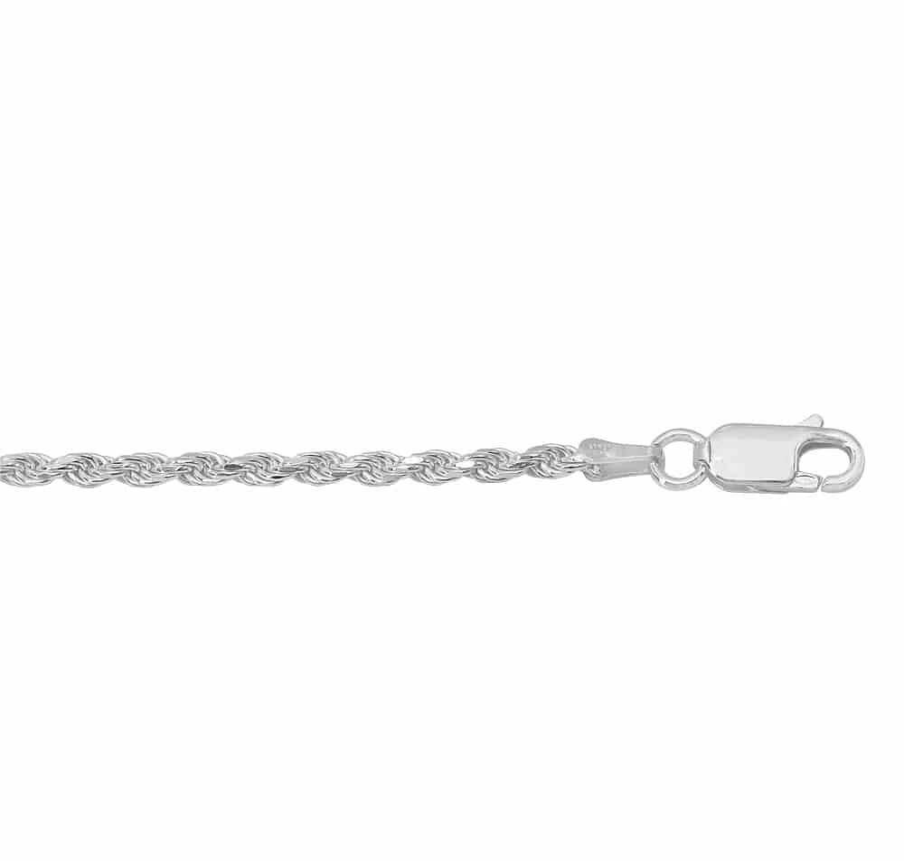 Sterling Silver, 1.2mm Diamond Cut Rope Chain