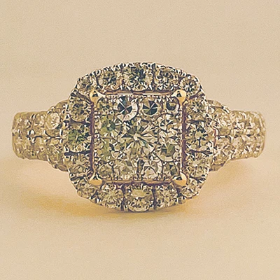 Square Shape Diamond Cluster Ring