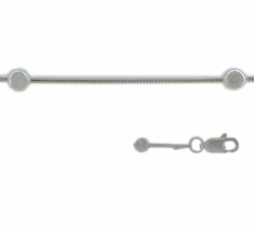 Sterling Silver, 1.2mm Magic Eight Sided Snake Chain With Ball Bead