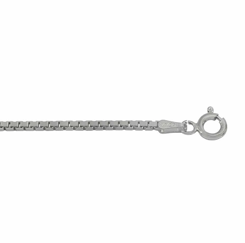 Sterling Silver With Rhodium, 0.8mm Box Chain