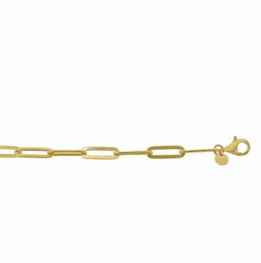 Sterling Silver With Gold, 4mm Flat Paperclip Chain