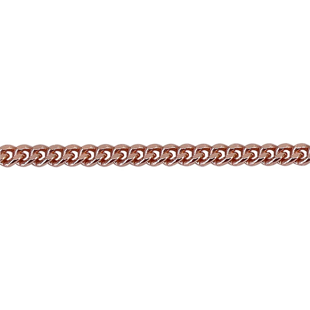 Sterling Silver With Rose Gold, 0.9mm Curb Chain