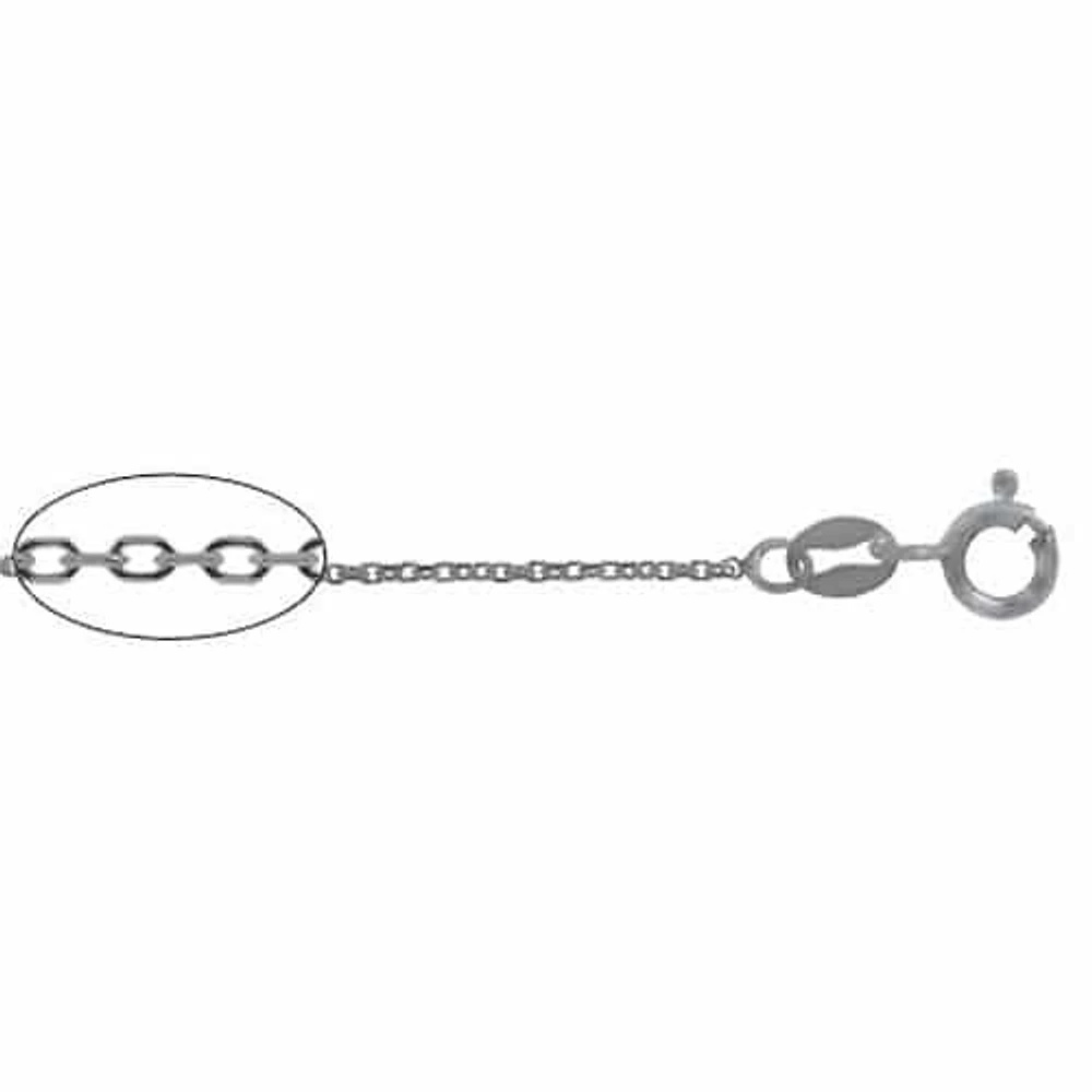 Sterling Silver With Rhodium, 1.2mm Diamond Cut Anchor Chain