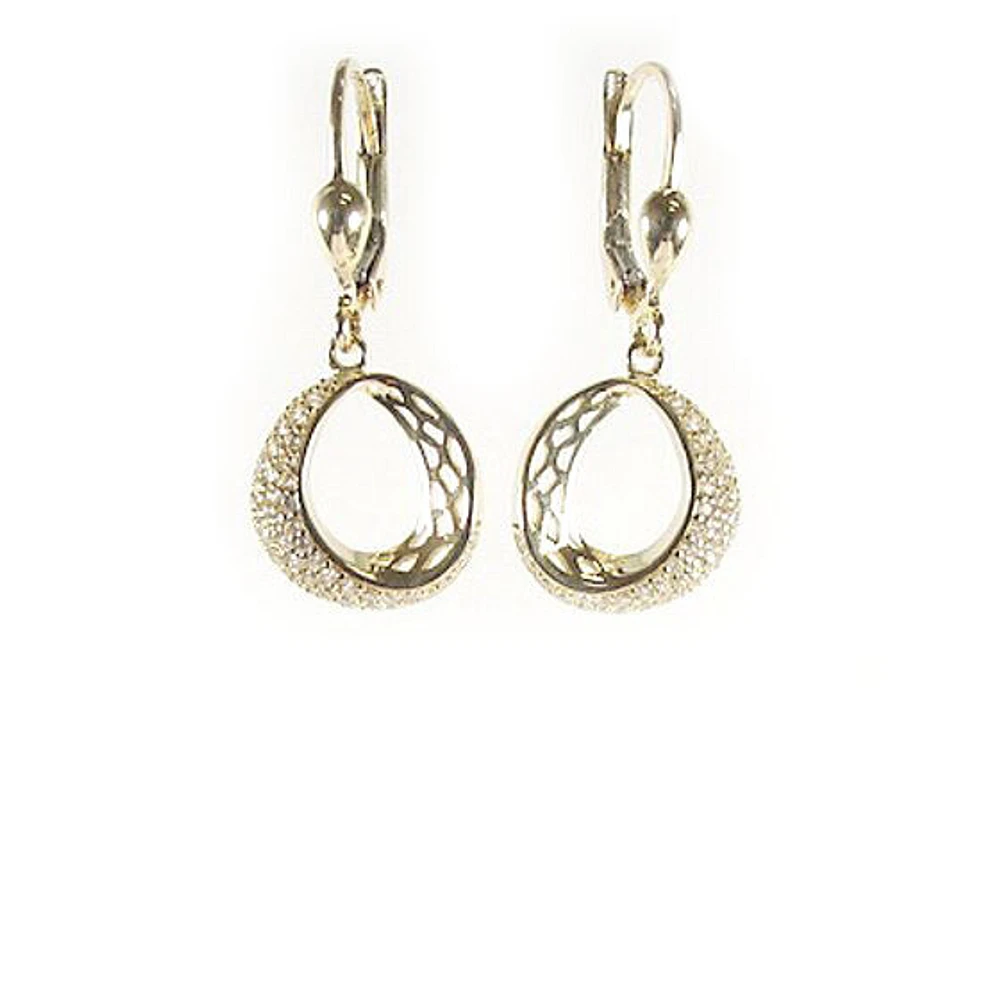 10K Yellow Gold Shimmer Cut Dangle Earrings