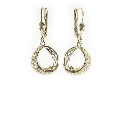 10K Yellow Gold Shimmer Cut Dangle Earrings
