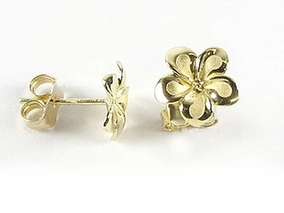 10K Yellow Gold Flower Stud Earrings