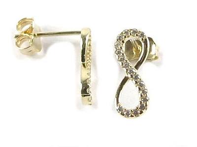 10K Yellow Gold C.Z Infinity Stud Earrings