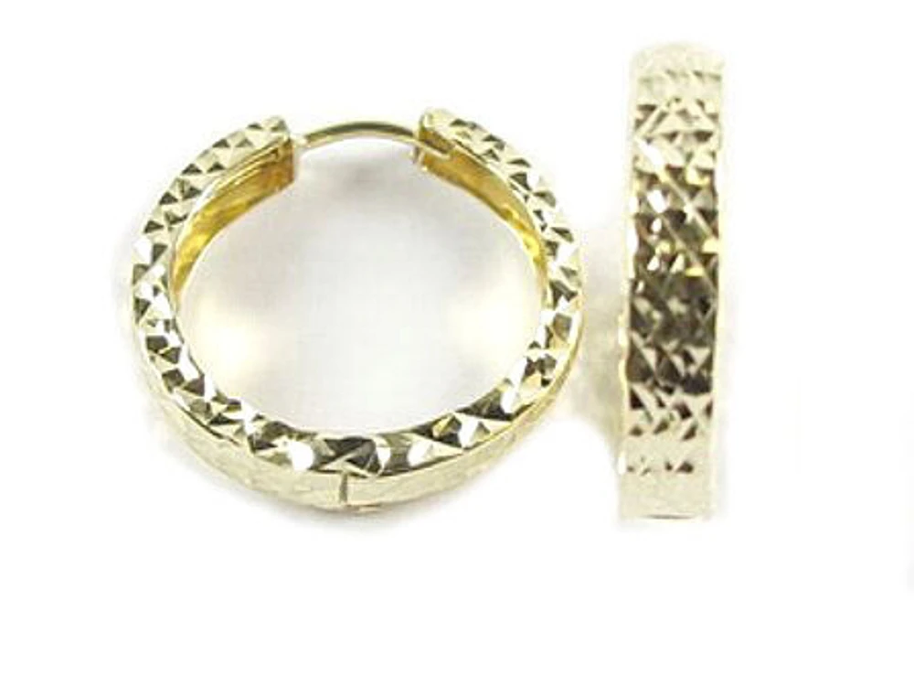 10K Yellow Gold Shimmer Cut Huggy Earrings