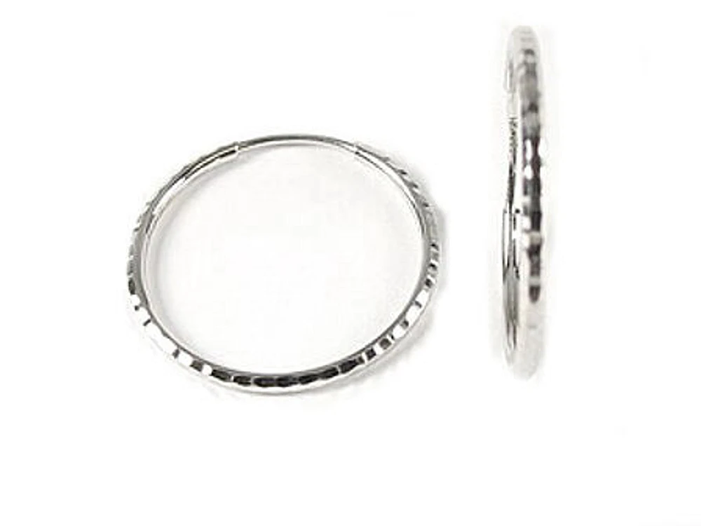 10K White Gold Grooved Sleeper Earrings