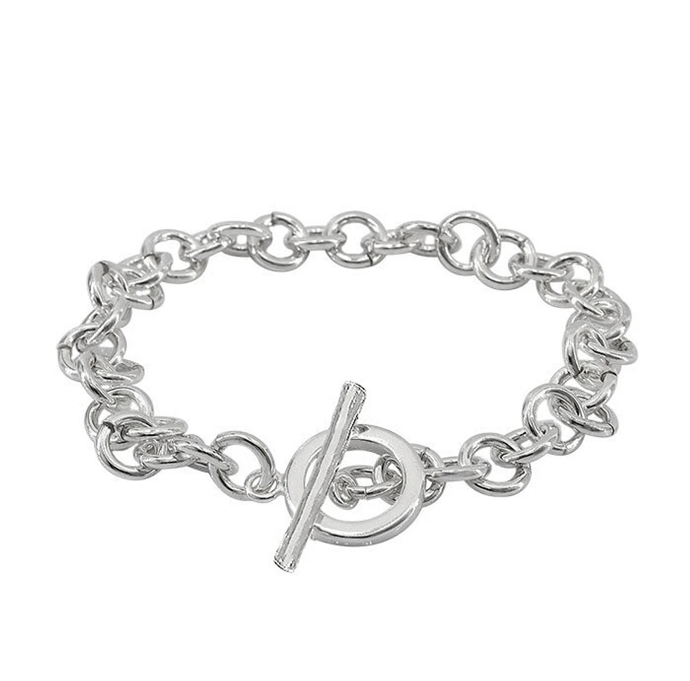 Sterling Silver Bracelet With 8X1mm Round Loop