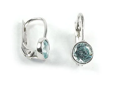 10K White Gold Colored Stone Children's Earrings
