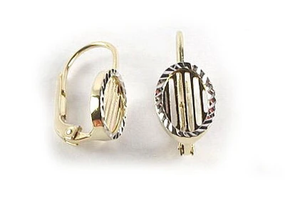 10K Yellow Gold Shimmer Cut Lever Back Earrings