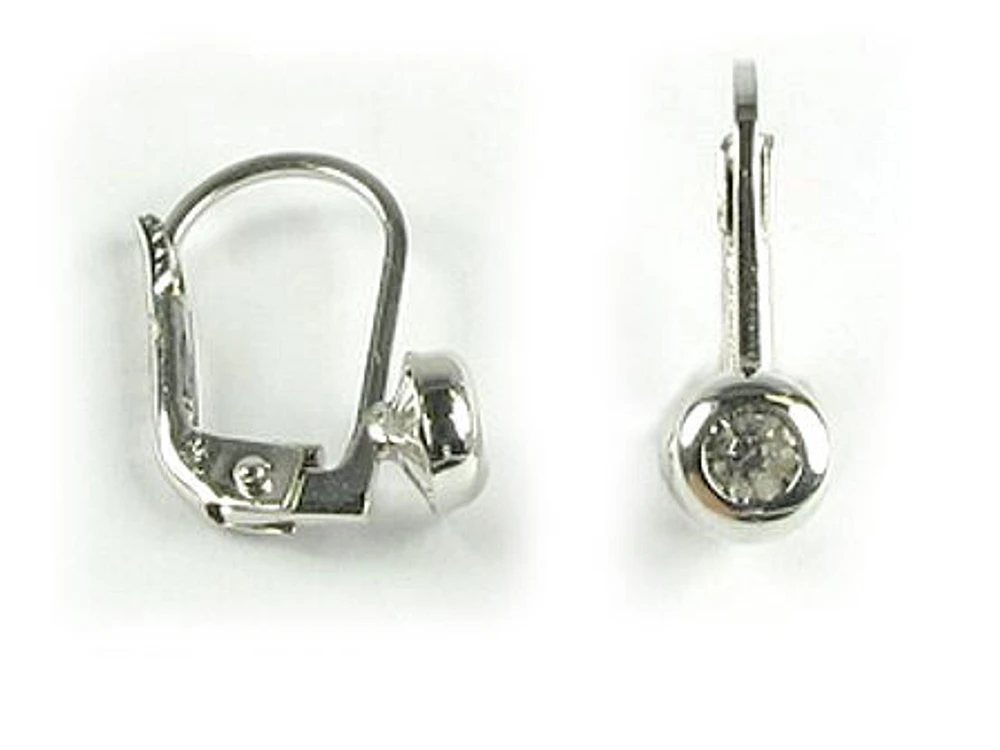 10K White Gold C.Z Lever Earrings