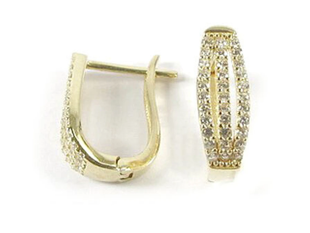 10K Yellow Gold C.Z Lever Earrings