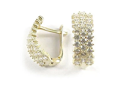 10K Yellow Gold C.Z Lever Back Earrings