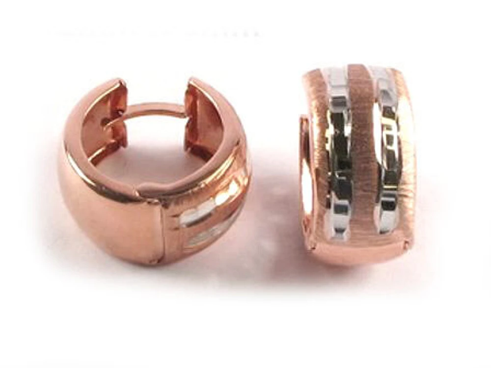 10K Rose & White Gold Huggy Earrings