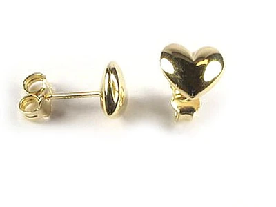10K Gold Heart Polished Stud Earrings