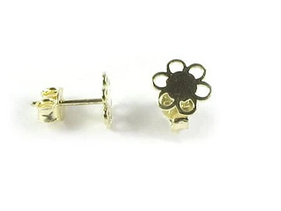 10K Yellow Gold Flower Polished Stud Earrings