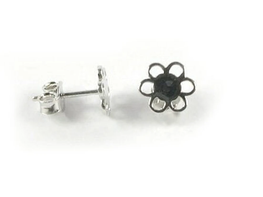 10K White Gold Polished Flower Stud Earrings