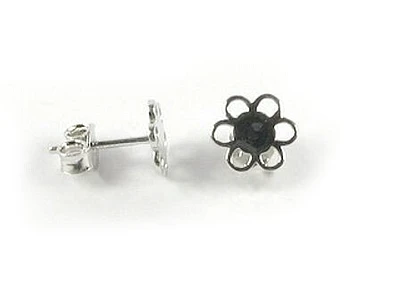 10K White Gold Polished Flower Stud Earrings