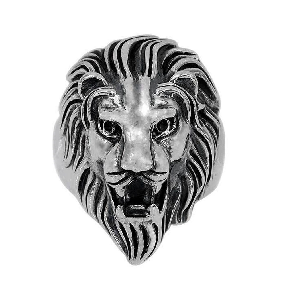 Sterling Silver, 34mm Lion Head Ring