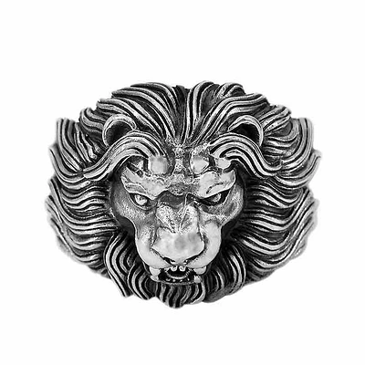 Sterling Silver, 20mm Lion Head Ring