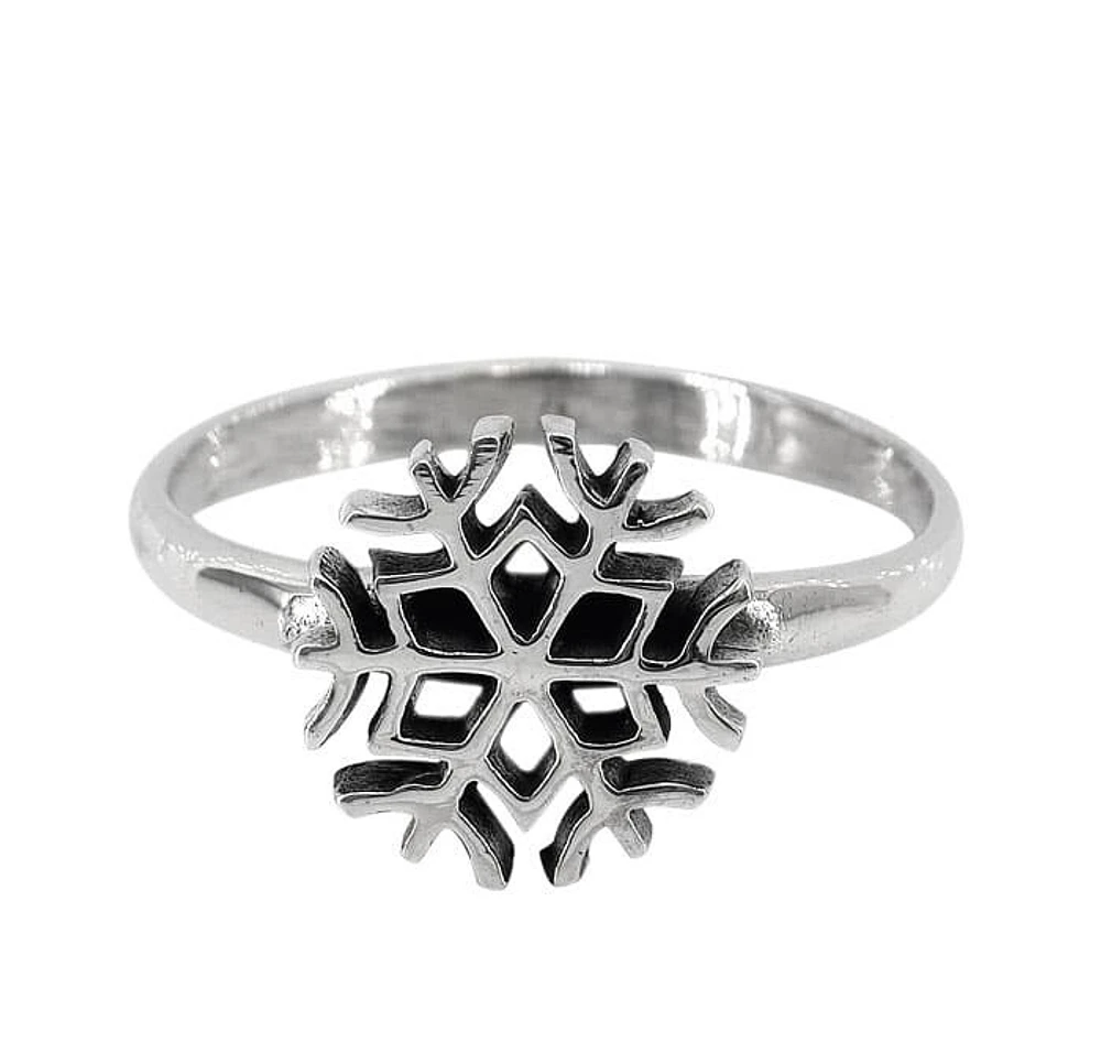 Sterling Silver, 11mm Snowflake Rings With 2mm Band