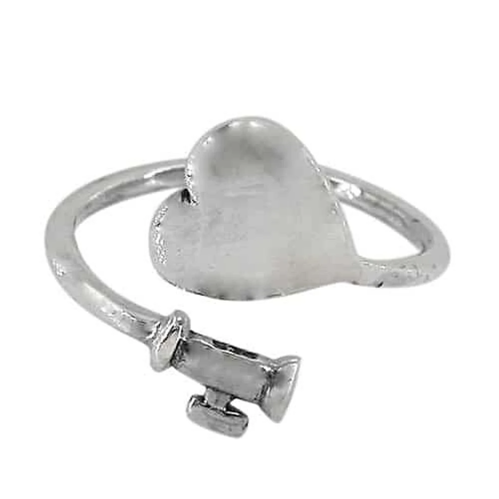 Sterling Silver With Rhodium, Heart Ring, 15mm Width