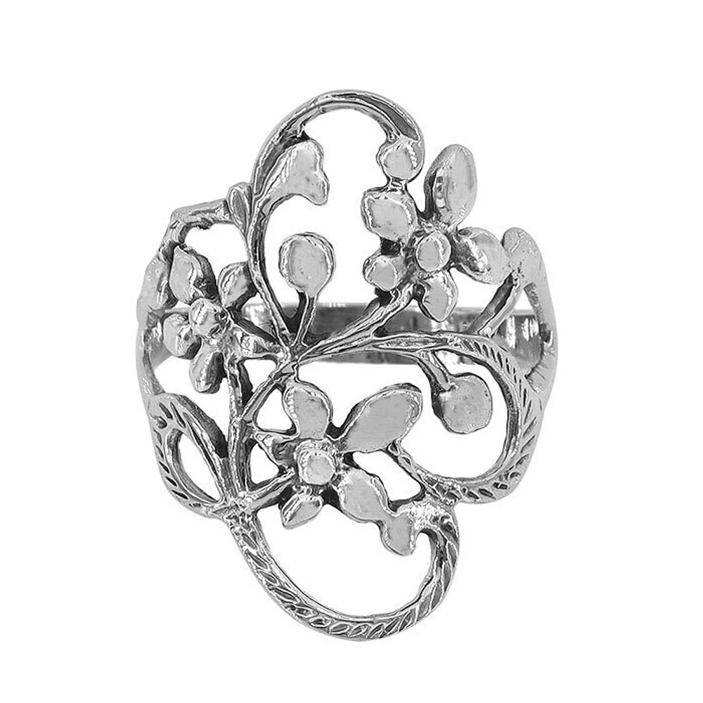 Sterling Silver, 26mm Flower Ring With 3mm Band