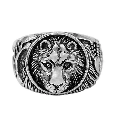 Sterling Silver, 17mm Lion Head Ring